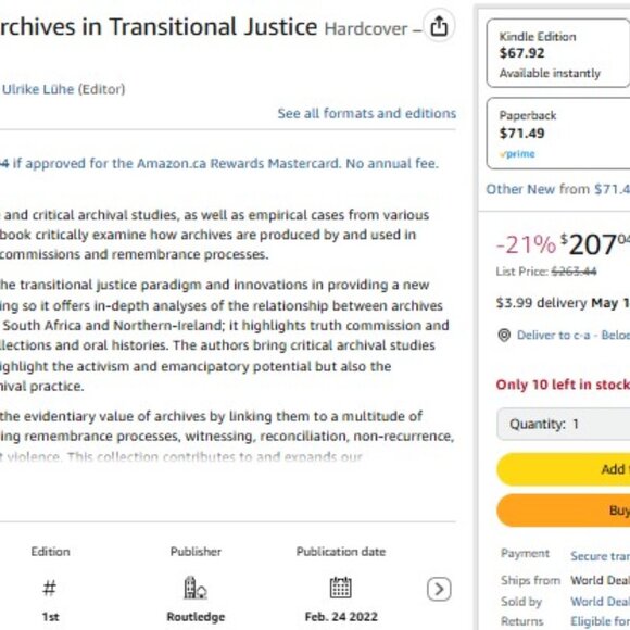 Beyond Evidence The Use of Archives in Transitional Justice ROUTLEDGE hardcover - Picture 2 of 2